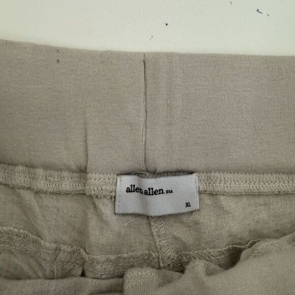 Allen Allen Linen Pants XL Cropped Capri Beige Pull On Wide Leg Casual Beach - Picture 3 of 11
